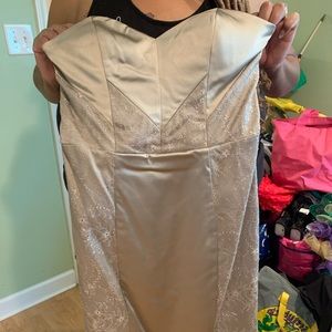 Beige colored shirt dress with floral print